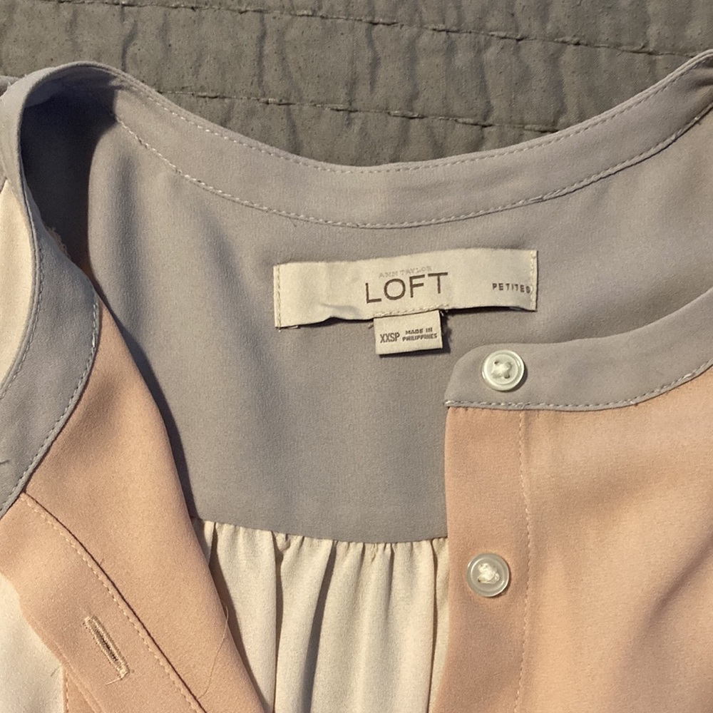 LOFT Color Block Button Placket Shell, EUC, XXSP - Picture 4 of 6